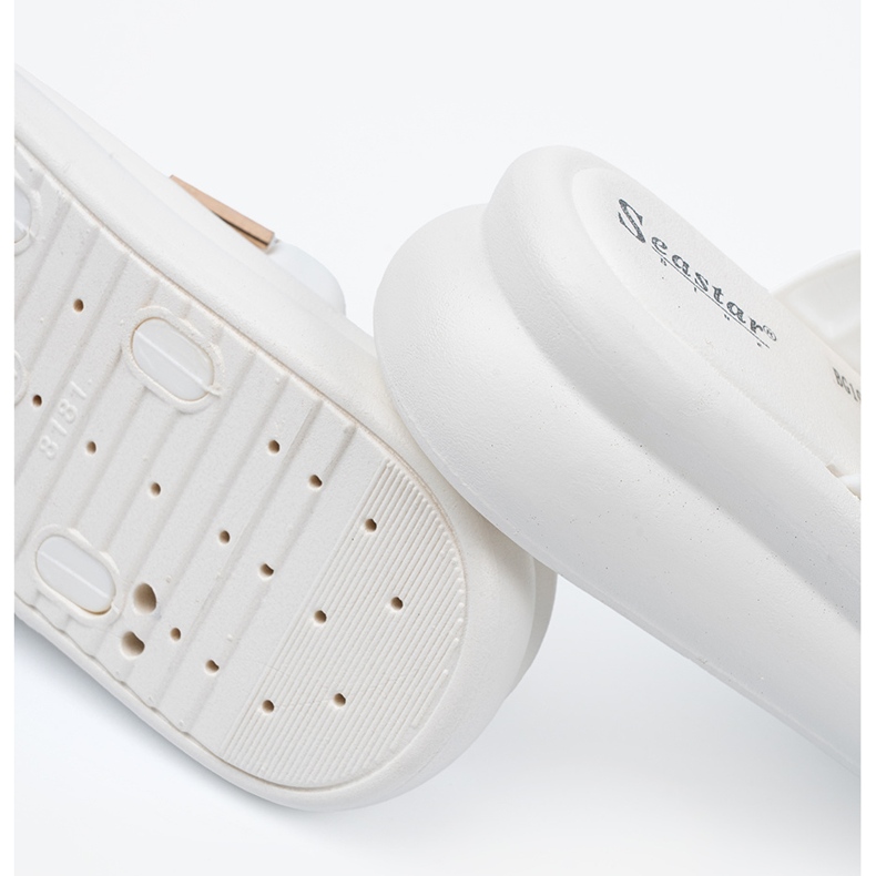 Seastar Chinelos com fivelas de ouro na plataforma branca branco 1