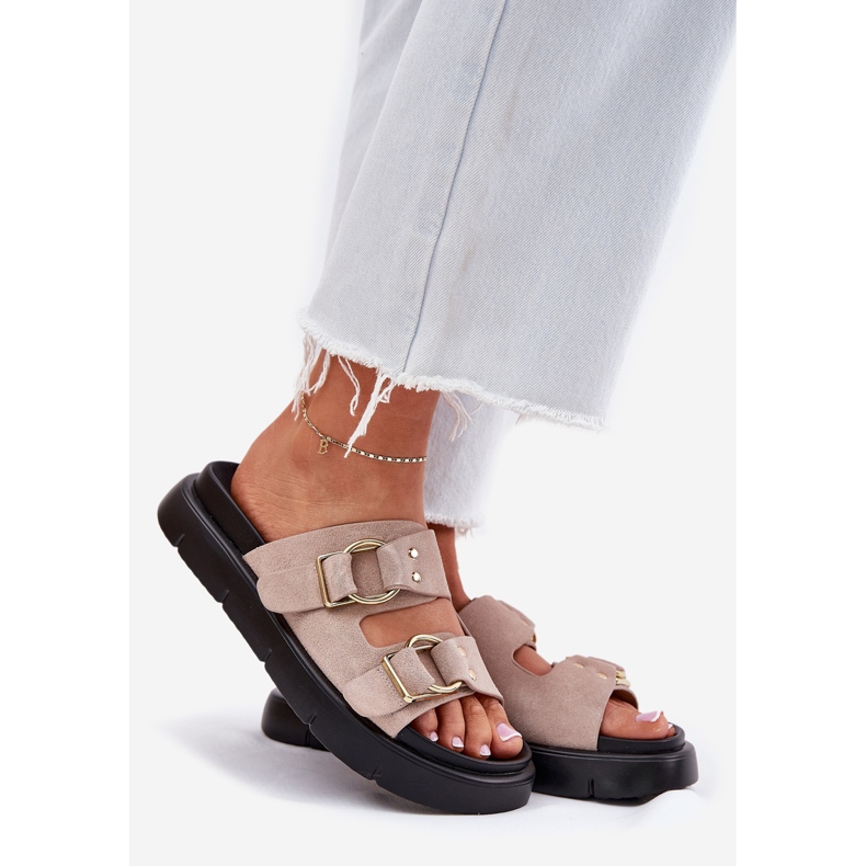 Big Star Camurça feminina chinelos com grande estrela decorativa rr274659 grampos rosa claro 1