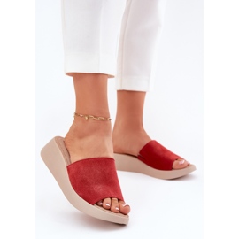 Panto Fino Camurça feminina chinelos no panto fin267040 cunha vermelho 2