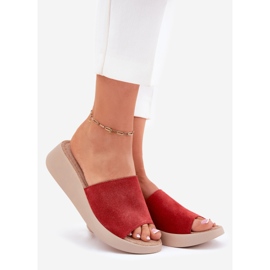 Panto Fino Camurça feminina chinelos no panto fin267040 cunha vermelho 1