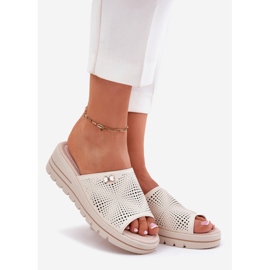 Flip de couro feminino Vinceza 41477 Beige bege 1