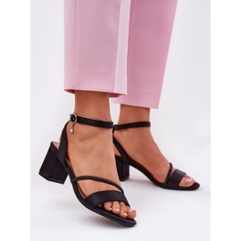 Sandálias femininas no pilar com Vinceza 20268 Black Zircon preto 2