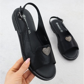 Sandálias femininas planas com decoração Black Vinceza 17384 preto 1