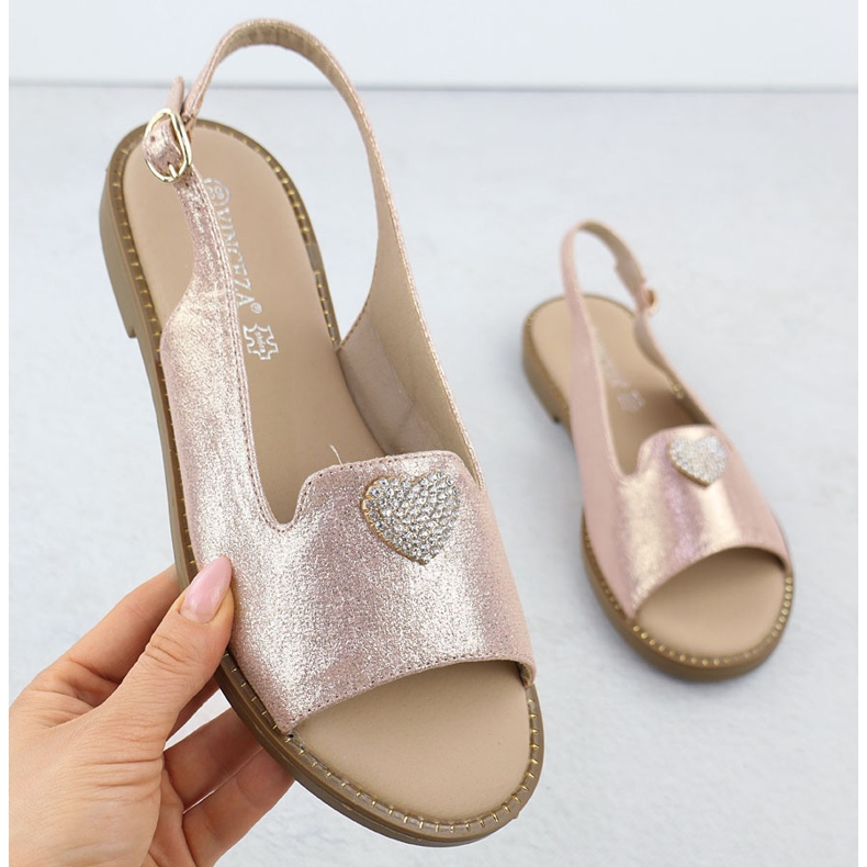 Sandálias femininas planas com Vinceza Golden 17384 dourado 1