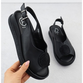 Sandálias femininas com couro com zircões pretos Filippo DS6984 1