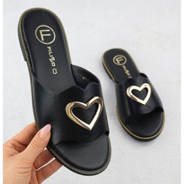 Flha feminina com um coração decorativo Black Filippo DK6909 preto 1