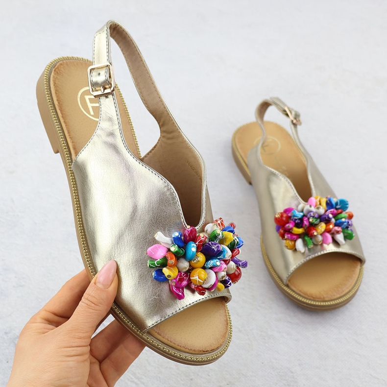 Filippo Sandálias femininas com contas de ouro ds6230 dourado 1