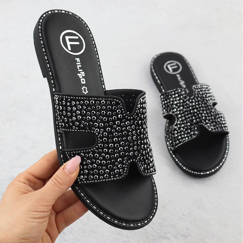Flip de mulheres com strass Black Filippo DK6973 preto 1
