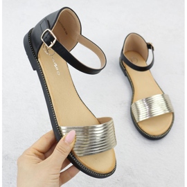 Sandálias pretas femininas Golden Filippo DS6917 preto 1