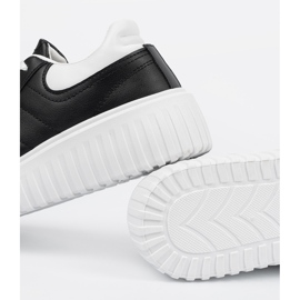 Shelvt Tênis negros femininos com inserções brancas preto 1