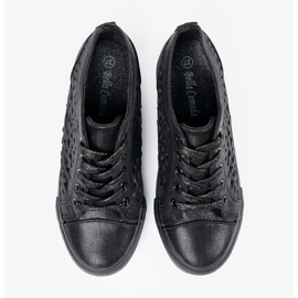 Shelvt OpenWork Women's Wedges Sneakers preto 1