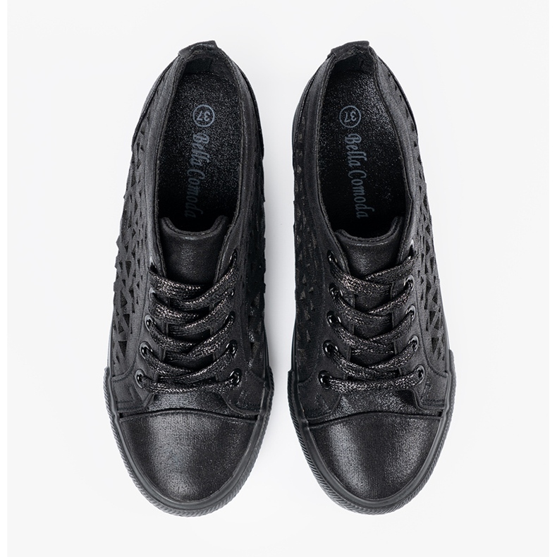 Shelvt OpenWork Women's Wedges Sneakers preto 1