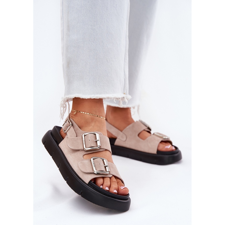 Big Star Sandálias de camurça feminina com grande estrela rr274663 grampos rosa claro 2