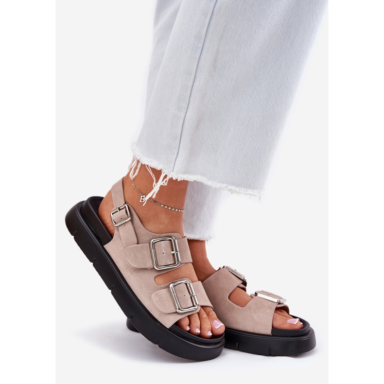 Big Star Sandálias de camurça feminina com grande estrela rr274663 grampos rosa claro 1