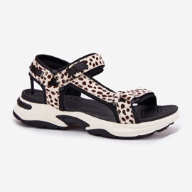 Sandálias de velcro femininas d.franklin dfsh406002 preto e bege 1