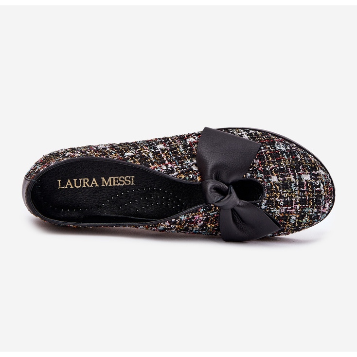 Ballerinas de couro com Laura Messi 2921 Black Bow preto 2