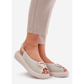 S.Barski Sandálias de couro feminino com um ornamento de S. Barski LR51-786 Beige bege 1