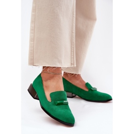 S.Barski Sapatos de camurça feminina com um ornamento LZ51-505 Green verde 2