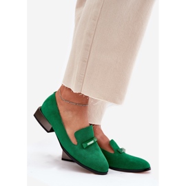 S.Barski Sapatos de camurça feminina com um ornamento LZ51-505 Green verde 1