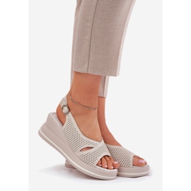 S.Barski Sandálias de couro feminino S. Barski LR51-660 Openwork bege 1