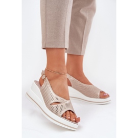 S.Barski Sandálias de couro feminino S. Barski LR51-660 OpenWork Golden dourado 2