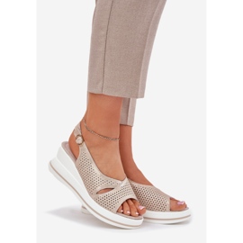 S.Barski Sandálias de couro feminino S. Barski LR51-660 OpenWork Golden dourado 1