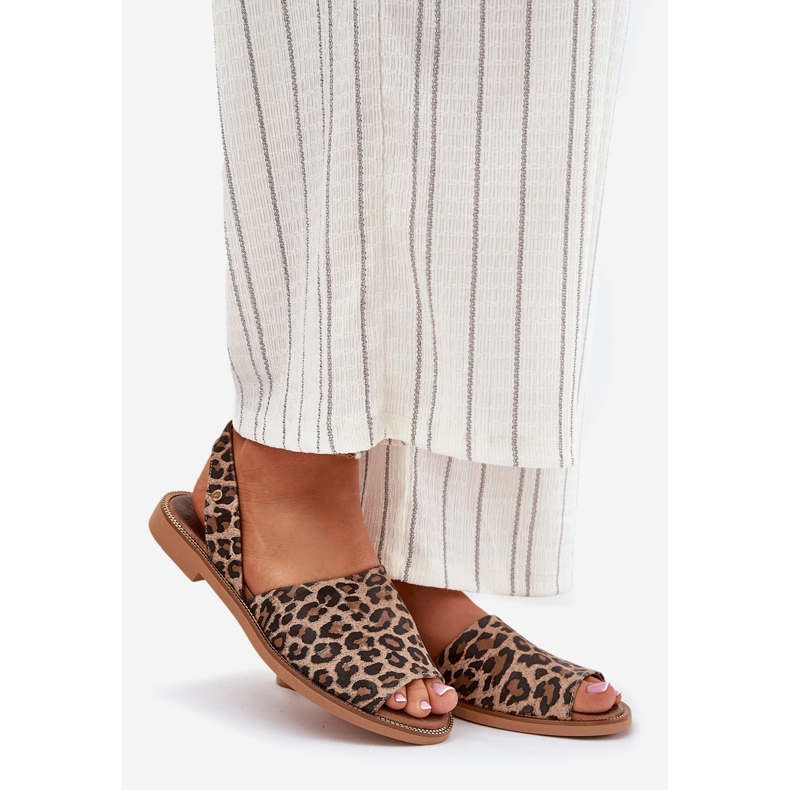 Zazoo 40327 Slip de couro -Sandálias de leopardo castanho 1