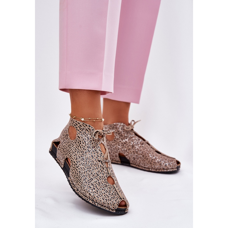 Botas de couro estampadas Maciejka 03426-49 Impressão de Leopard bege 2