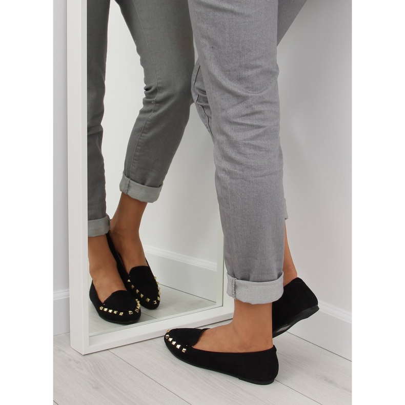 Mocassins de mulher negra com tachas pretas 1388 Preto 1