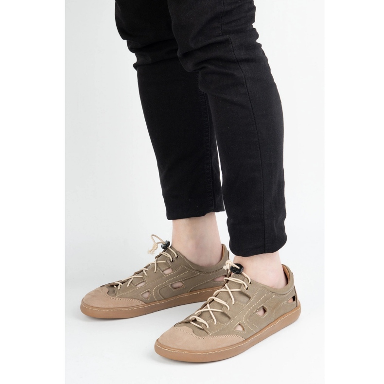 Sapatos de couro descalços masculinos Olivier 320kz com ventilação marrom castanho 1