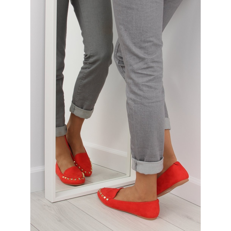 Mocassins de mulher com tachas vermelho 1388 Vermelho 1