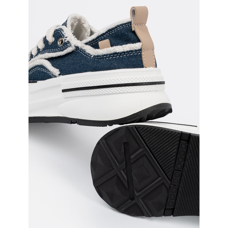 Shelvt Tênis femininos azuis da marinha com inserções brancas azul 1