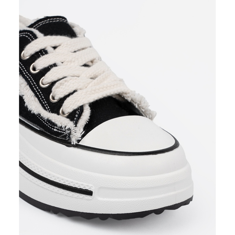 Shelvt Tênis de mulheres negras com inserções brancas preto 1