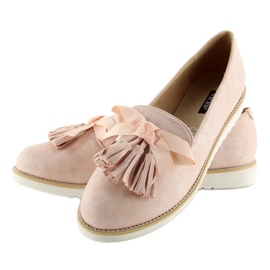 Mocassins de mulher com borlas rosa 7214 Rosa 2