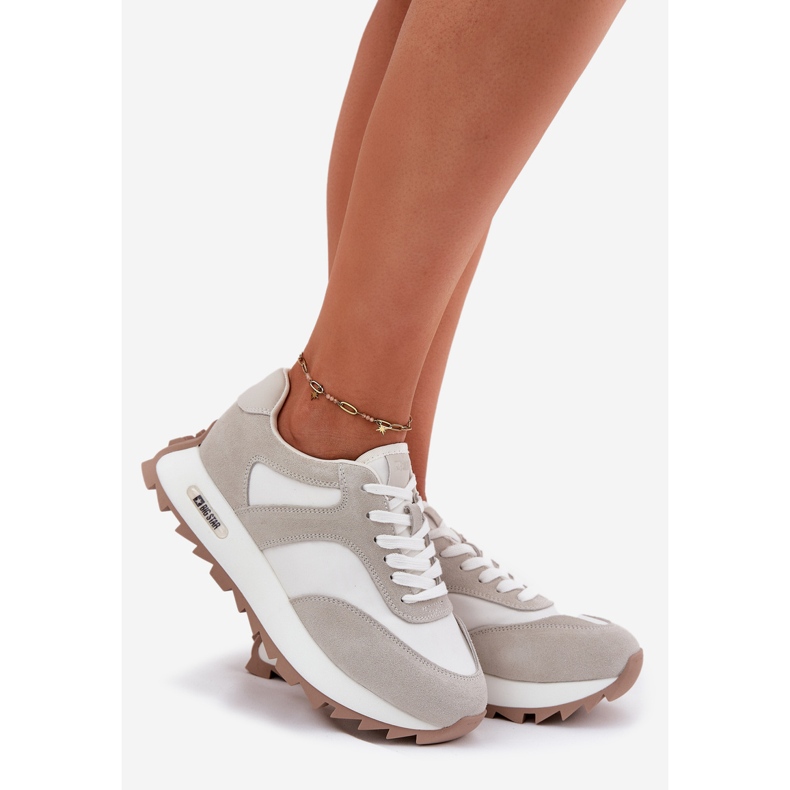 Big Star Tênis de camurça na grande estrela feminina RR274896 Plataforma feminina Hi-Polish System Biało-Share branco 1
