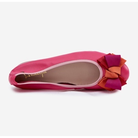 Bailarinas de couro com um arco maciejka p6801-15 fuchsja rosa 2