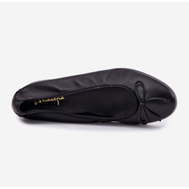 Ballerinas de couro feminino Maciejka P6800-01 preto com um arco 2