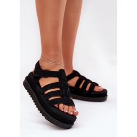 Inna Sandálias femininas na plataforma Eco Suede Black preto 2