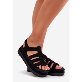 Inna Sandálias femininas na plataforma Eco Suede Black preto 1