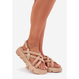 Inna Sandálias femininas na plataforma com listras bege 1