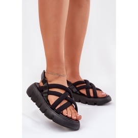 Inna Sandálias femininas na plataforma com listras pretas preto 2