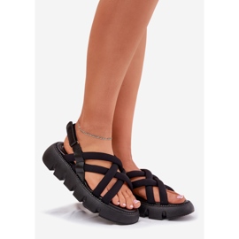 Inna Sandálias femininas na plataforma com listras pretas preto 1