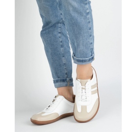 Olivier Sapatos minimalistas de couro feminino descalço 1287 branco com tênis bege 2