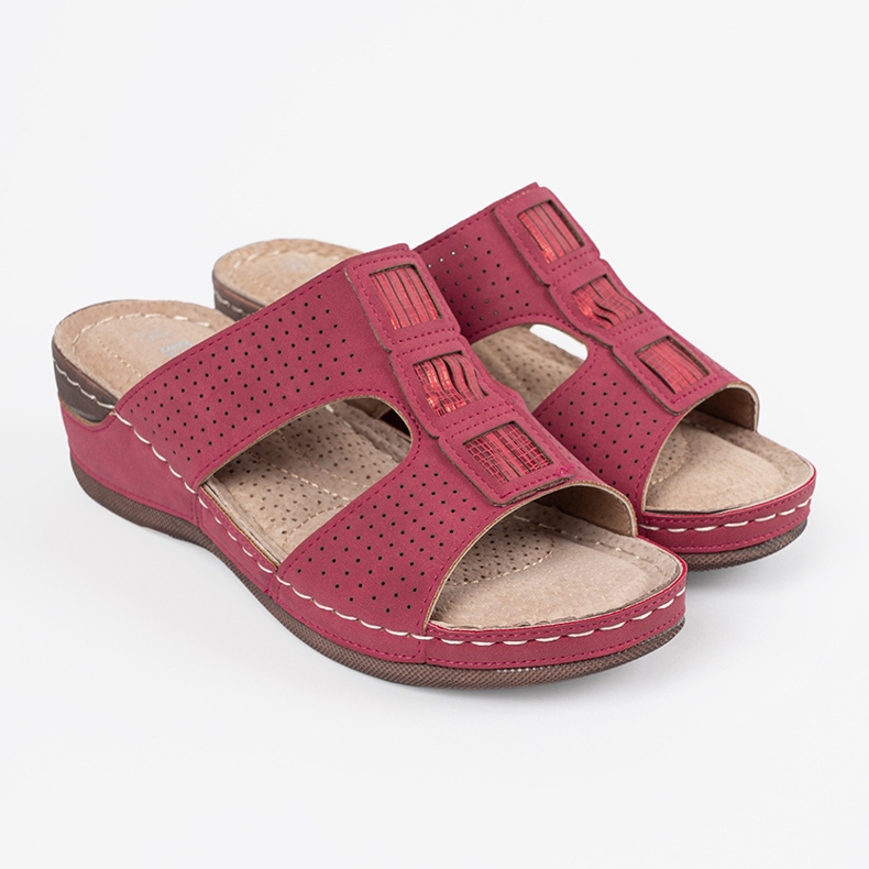 Shelvt Chinelos de mulheres vermelhas na plataforma vermelho 2