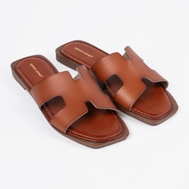 Sergio Leone Flip -flops marrons com um dedo do pé quadrado marrom 1