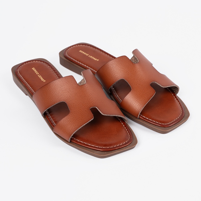 Sergio Leone Flip -flops marrons com um dedo do pé quadrado marrom 1