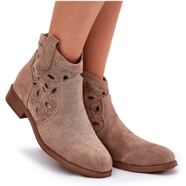 Botas femininas abertas com zíper marrom S.Barski HY42-081 4