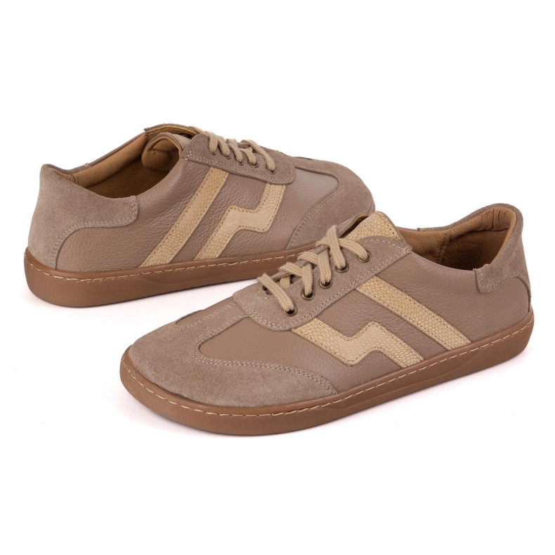 Sapatos de couro femininos descalços Olivier Eliza Dark Beige bege 1