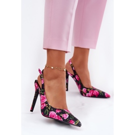 Inna Sandálias decoradas em um salto alto em rosas pretas preto 2