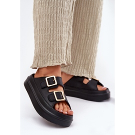 Inna Flips femininos na plataforma com grampos dourados pretos 2